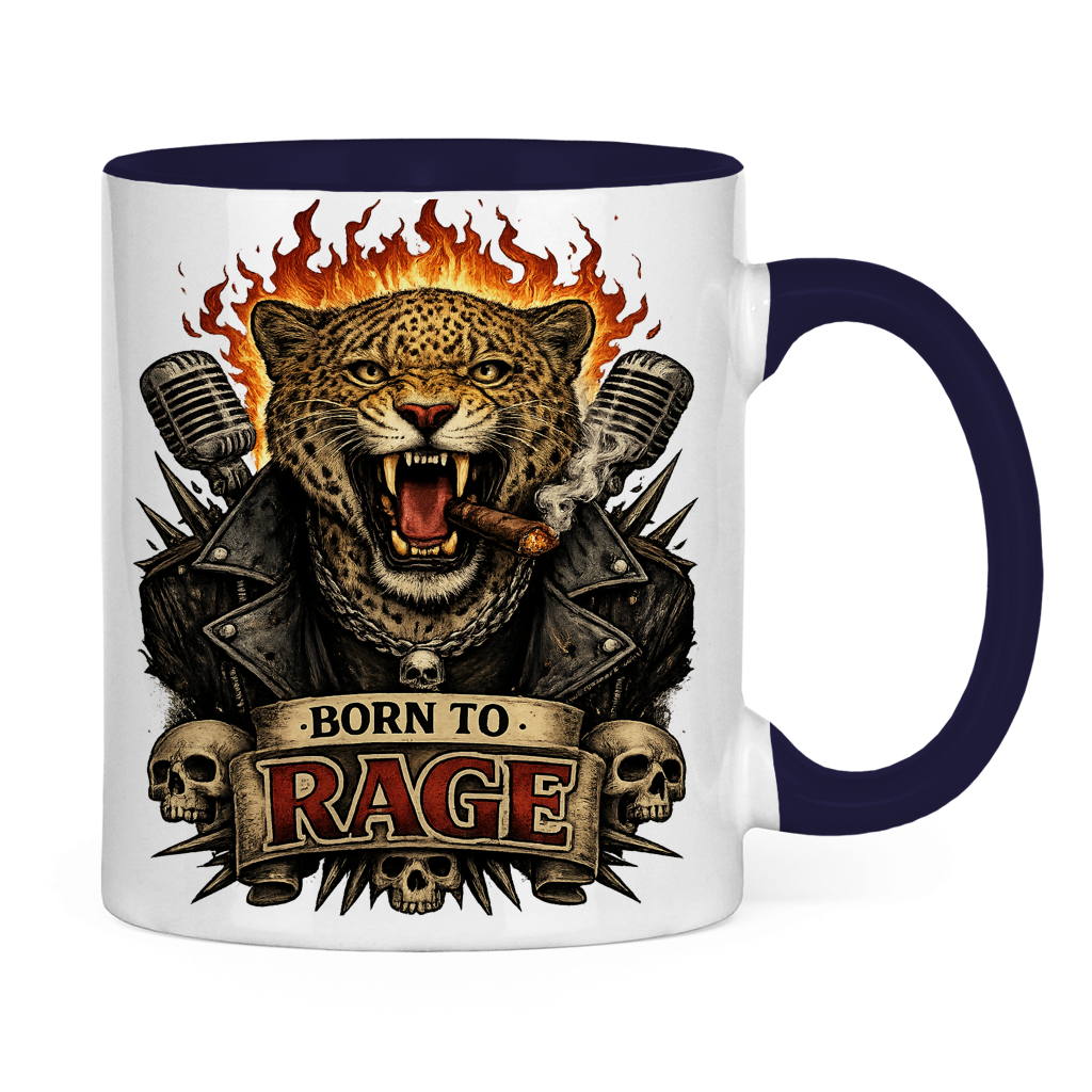 Tasse zweifarbig Leopard Born To RAGE