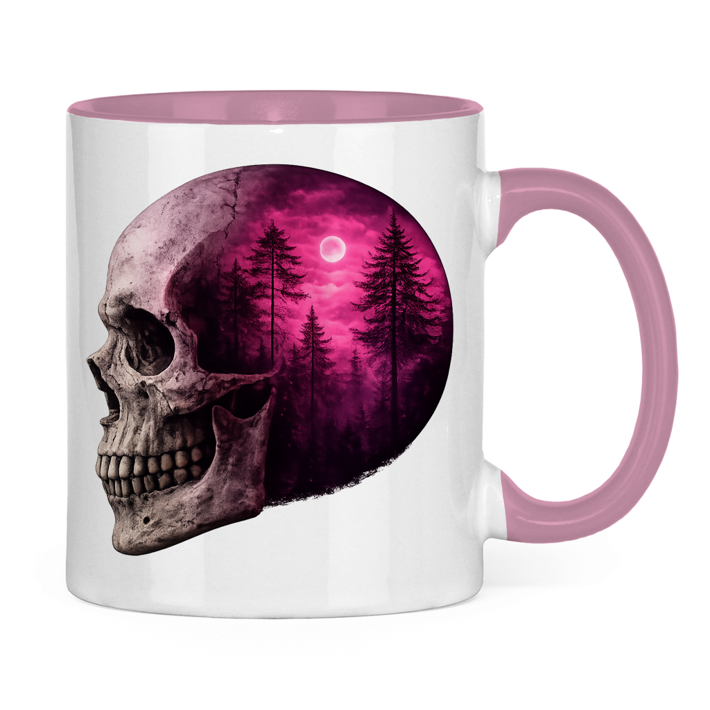 Tasse zweifarbig Schädel Wald lila
