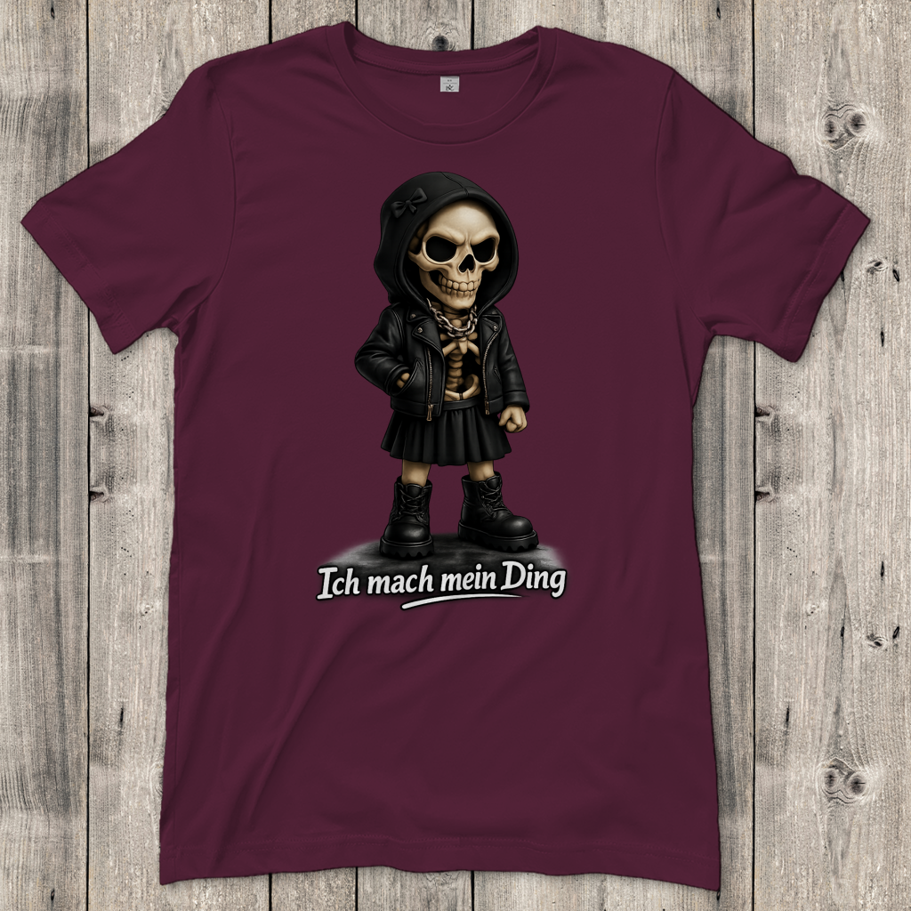Damen T-Shirt Ich mach mein Ding Skelett Teenager Girl
