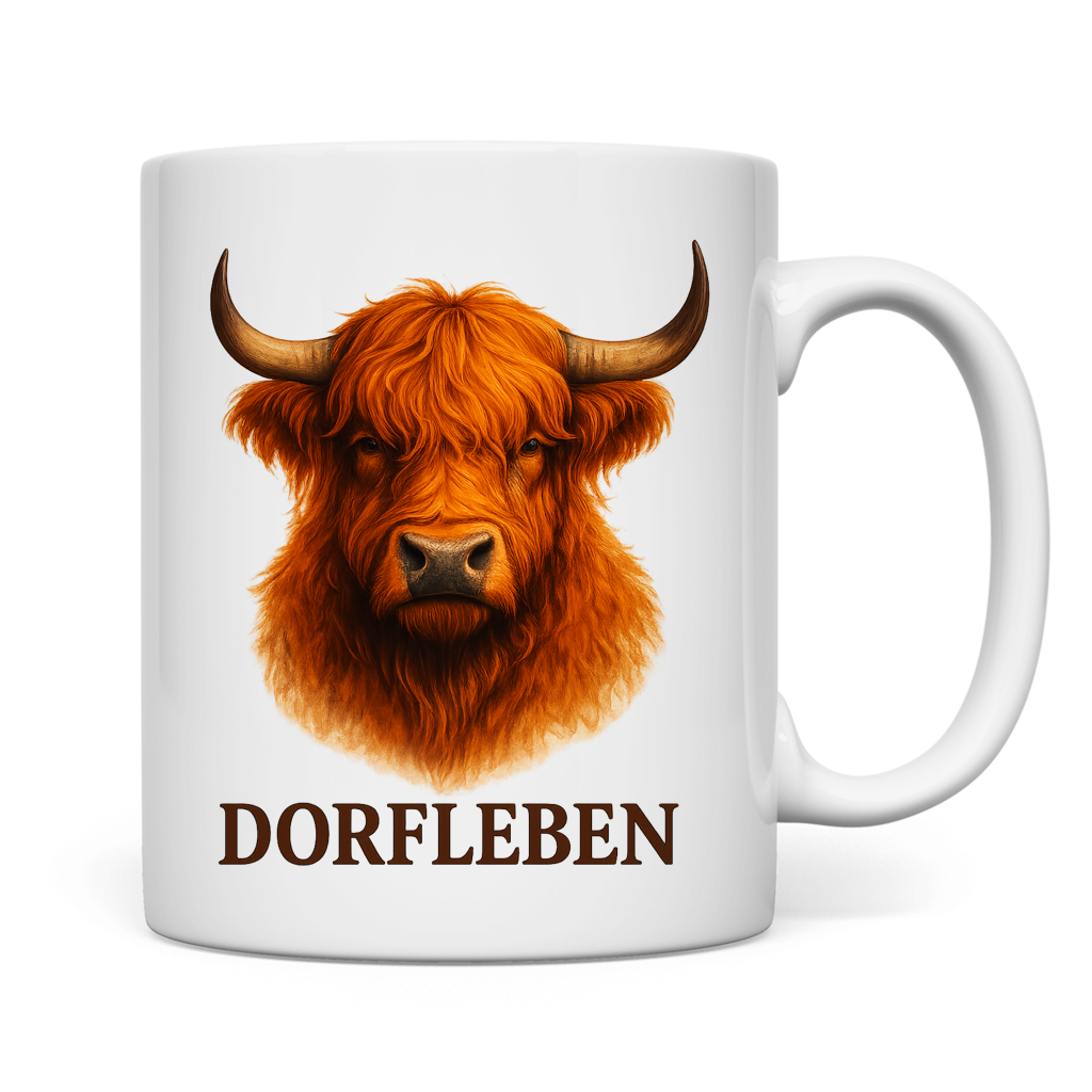 Tasse Hochlandrind Dorfleben