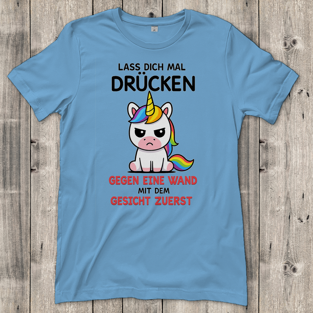 Damen T-Shirt Einhorn lass dich mal drücken