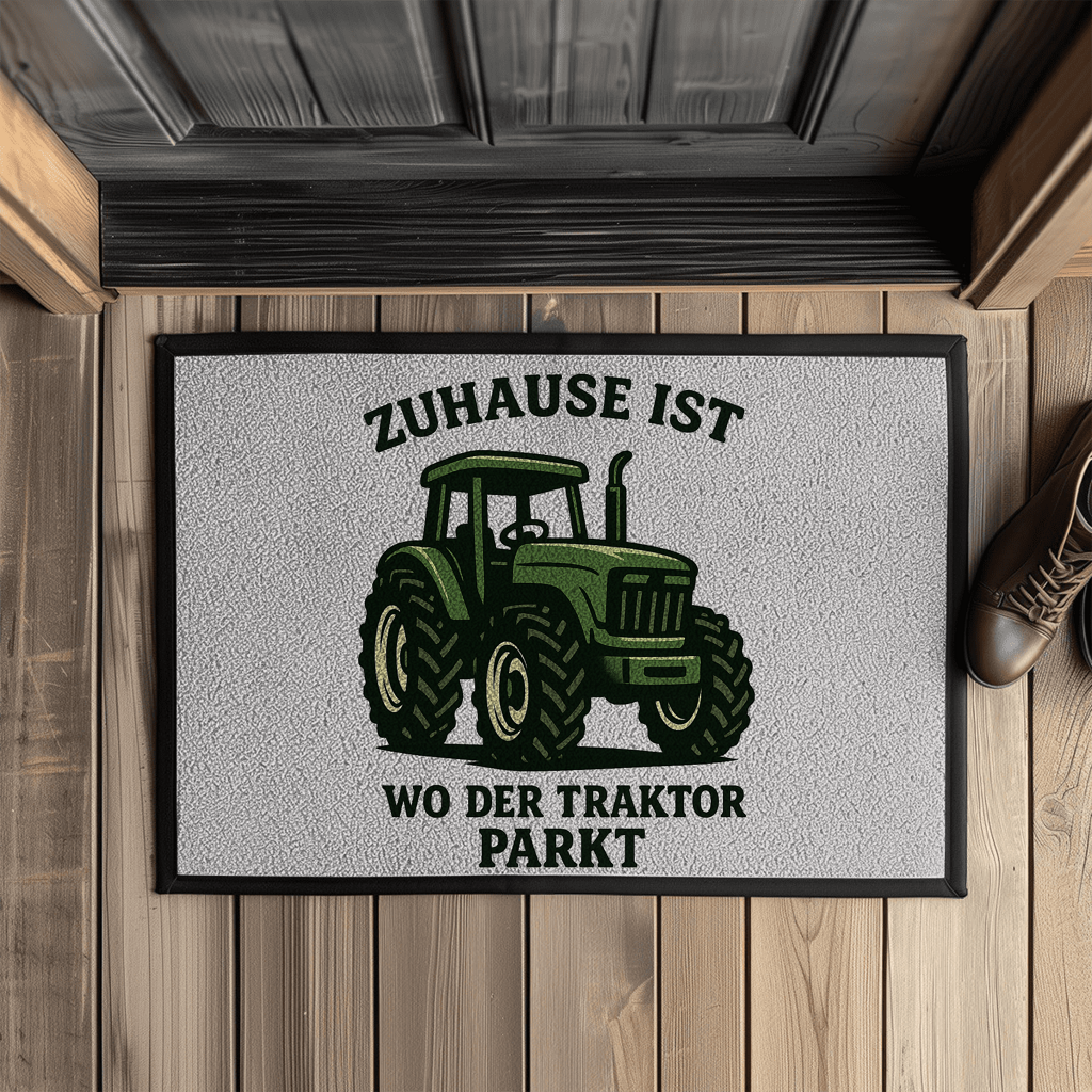 Fußmatte mit Gummirand Dorf Zuhause ist wo der Traktor parkt