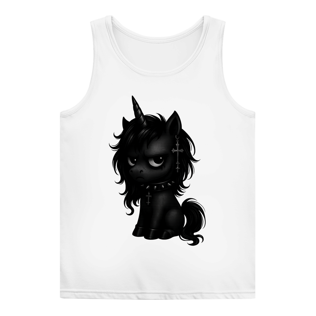 Damen Basic Tank Top Einhorn schwarz mit Stachelhalsband