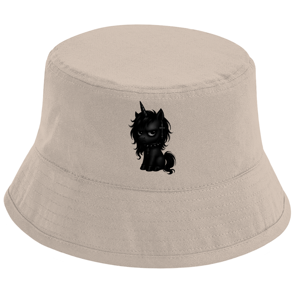 Bucket Hat Einhorn schwarz mit Stachelhalsband
