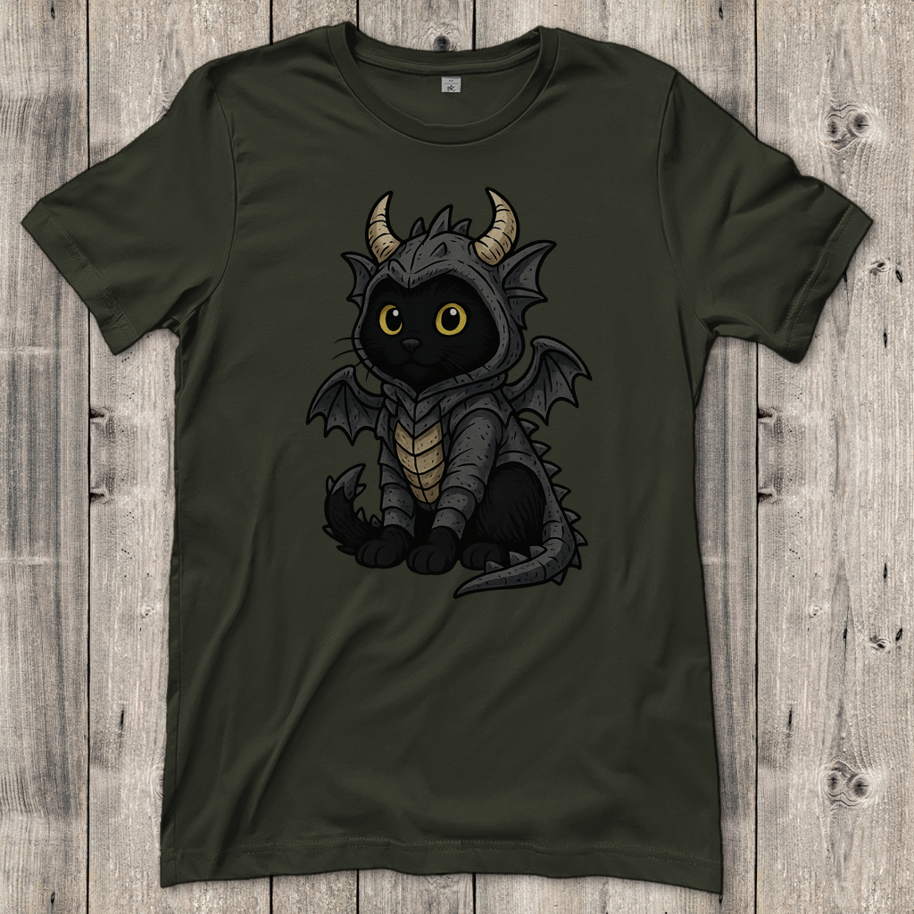 Damen T-Shirt Katze Drachenkostüm Comic