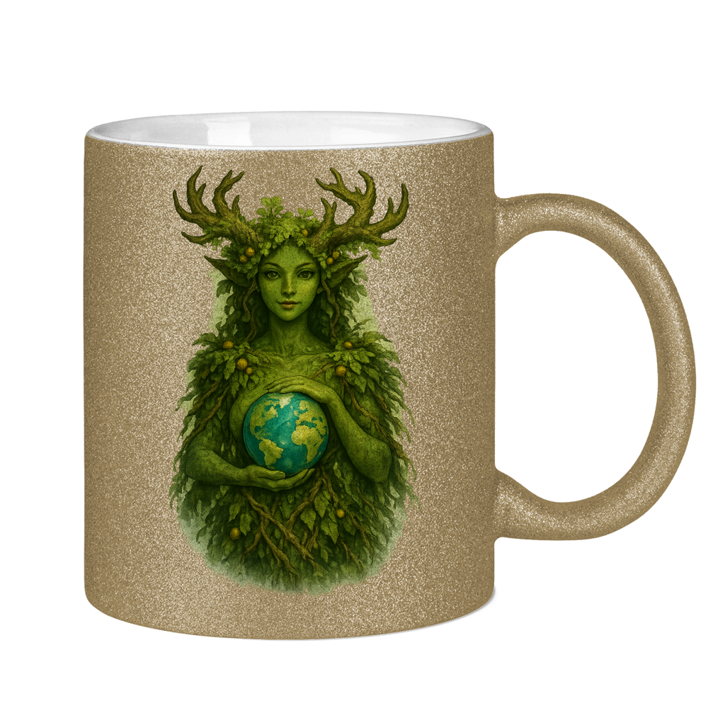 Glitzertasse Waldfrau