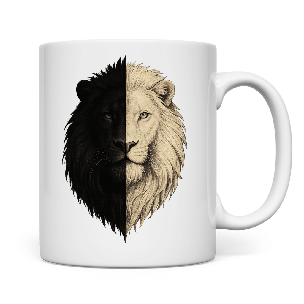 Tasse Weiß Schwarzer Löwe