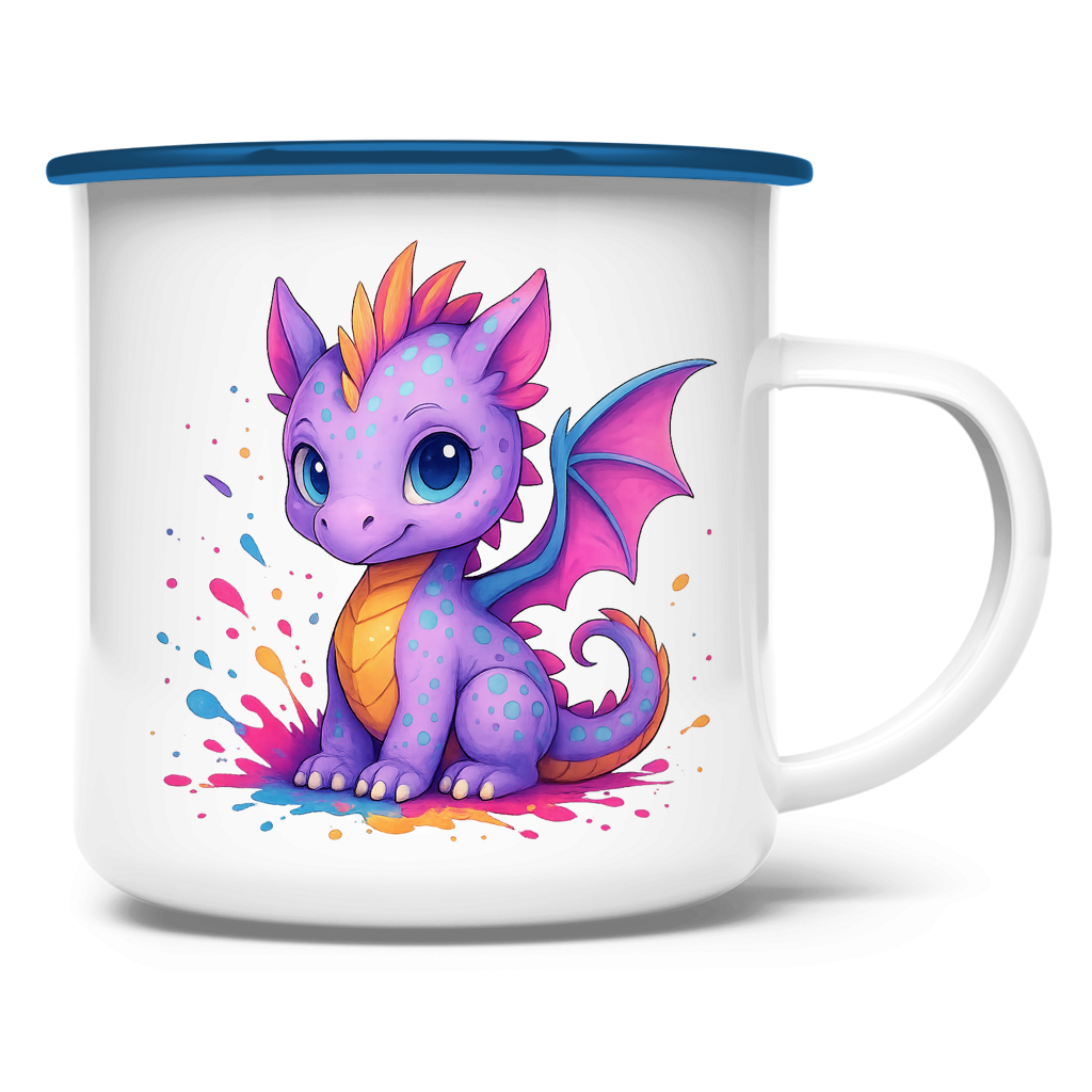 Emaille Tasse Kinder Drache lila