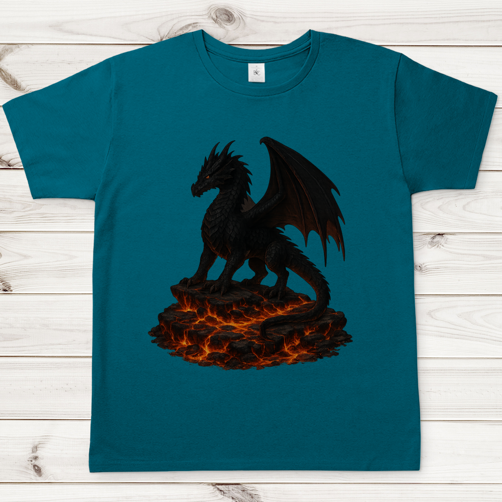 Herren T-Shirt Drache schwarz auf Lava