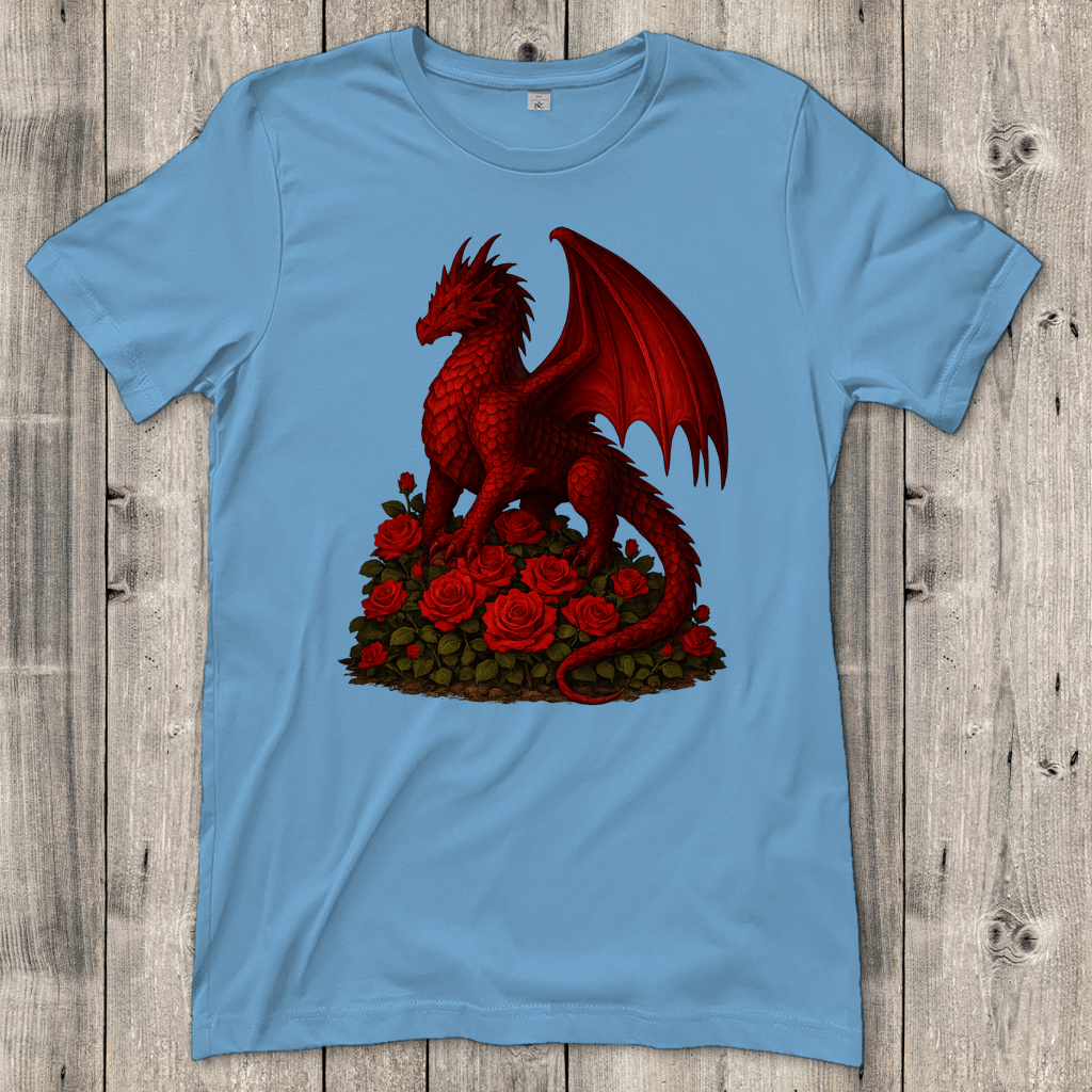 Damen T-Shirt Drache rot auf Rosenberg