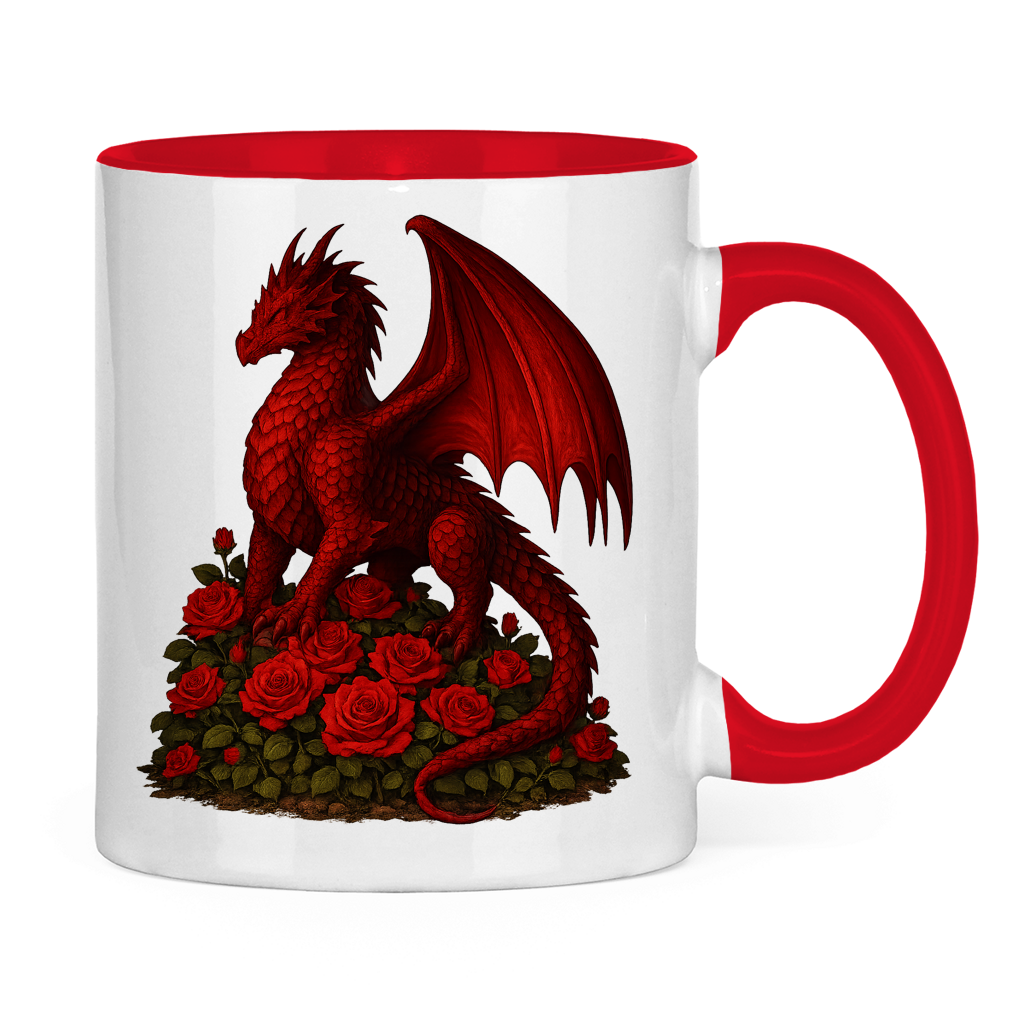 Tasse zweifarbig Drache rot auf Rosenberg