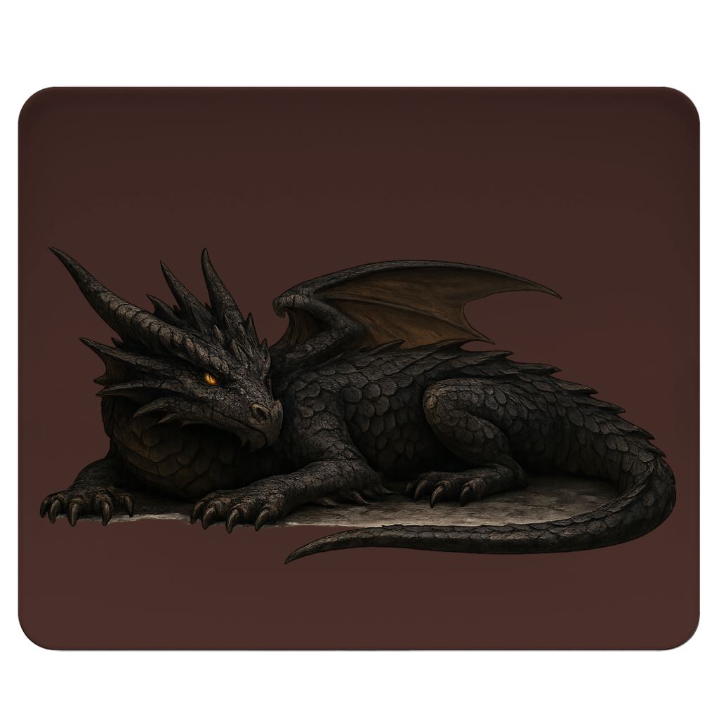 Mousepad Drache schwarz liegend