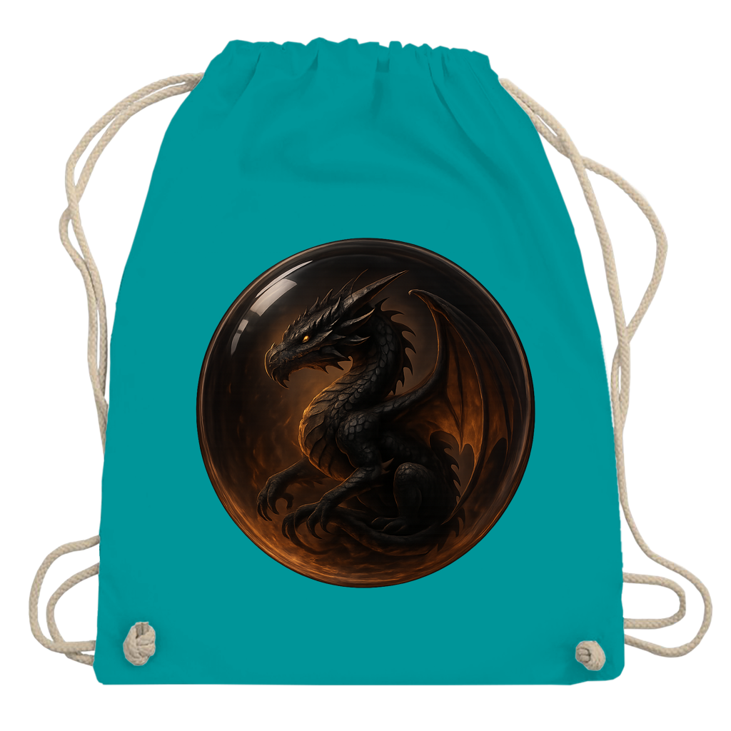 Turnbeutel Drache schwarz in einer Blase