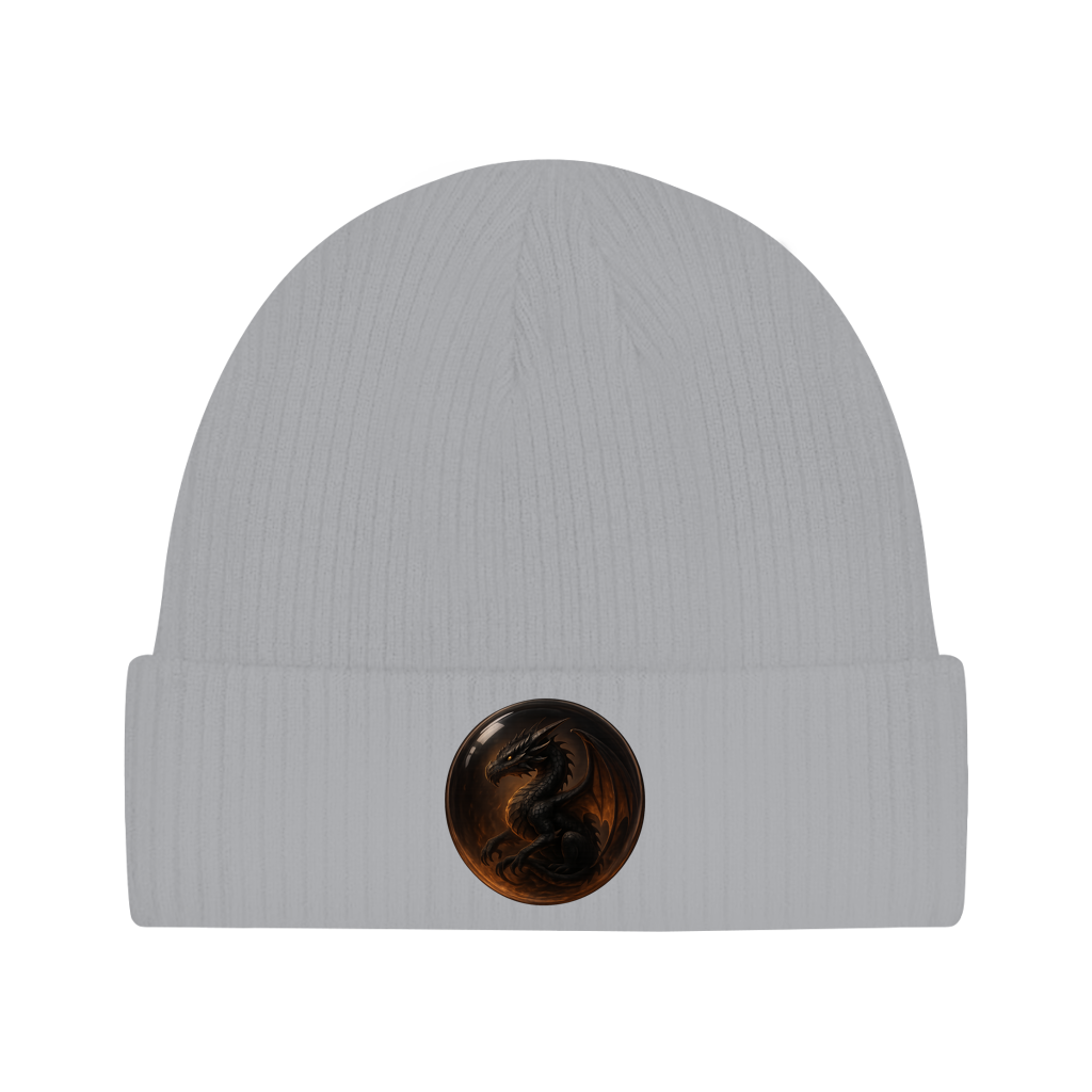 Beanie Drache schwarz in einer Blase