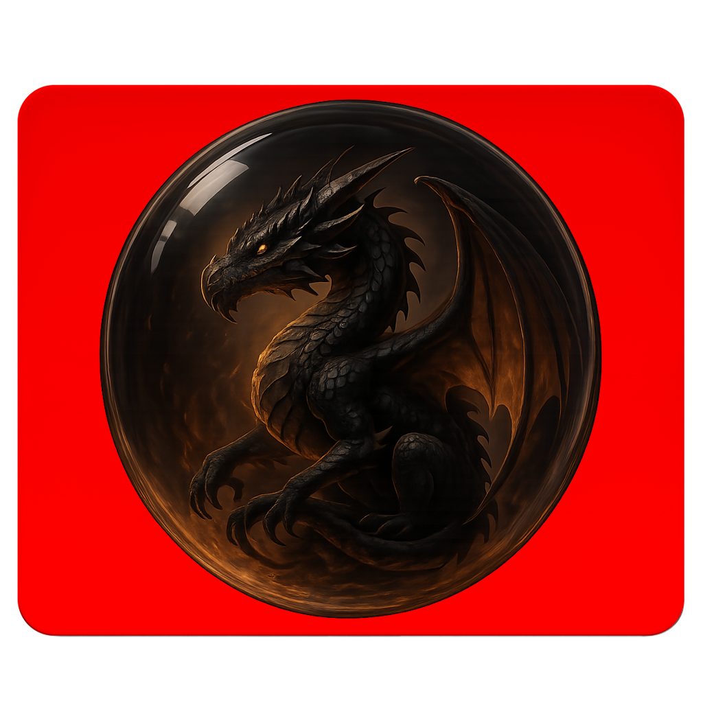 Mousepad Drache schwarz in einer Blase