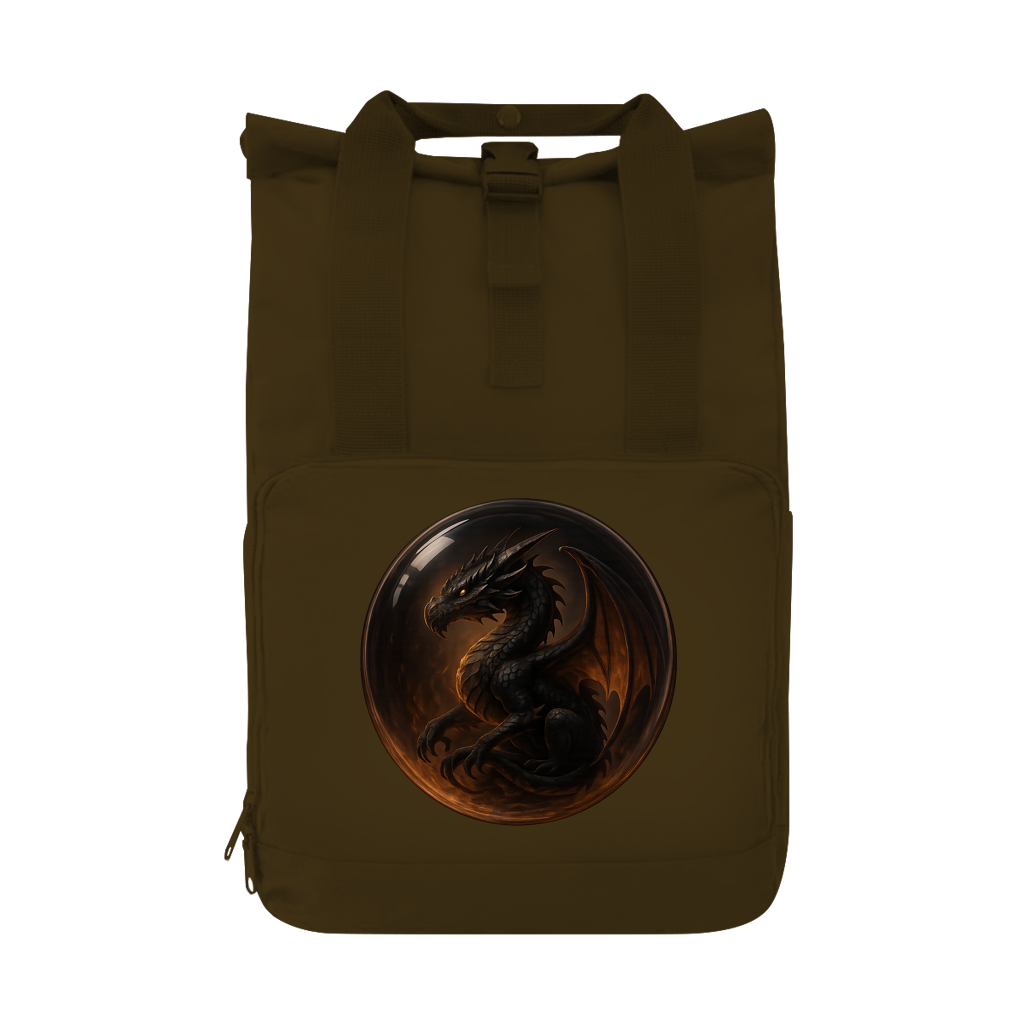 Rucksack Drache schwarz in einer Blase