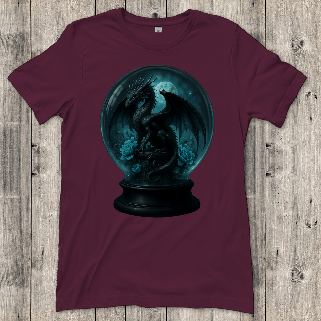 Damen T-Shirt Drache in Kugel türkis gehalten