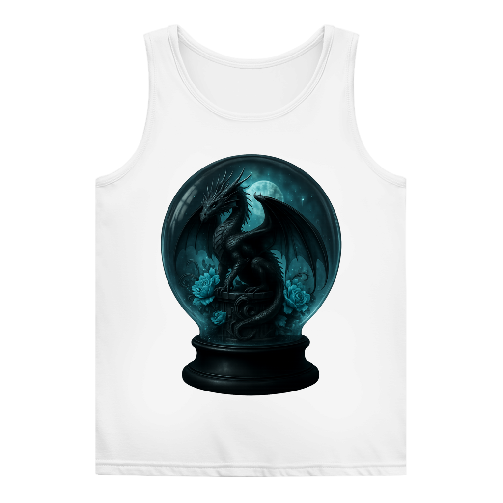 Damen Basic Tank Top Drache in Kugel türkis gehalten