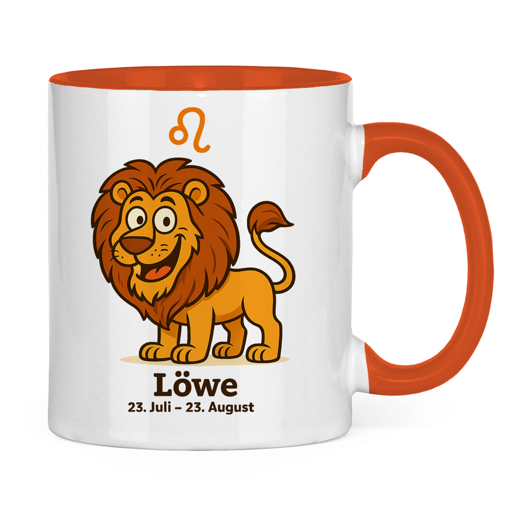 Tasse zweifarbig Löwe Comic