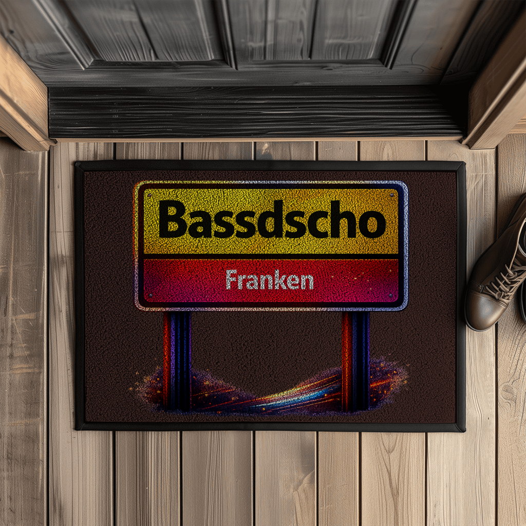 Fußmatte mit Gummirand Bassdscho Schild