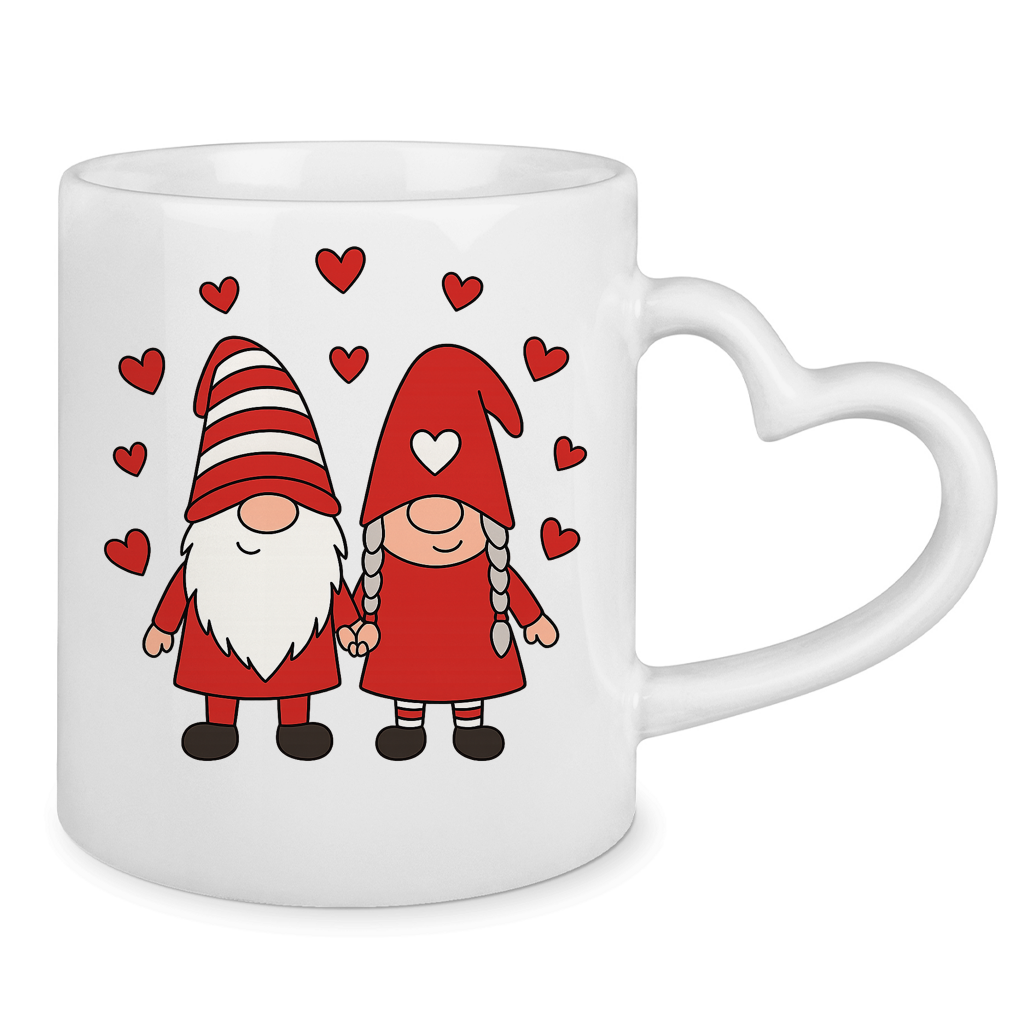 Tasse mit Herzhenkel Wichtel Hand in Hand Valentinstag 2