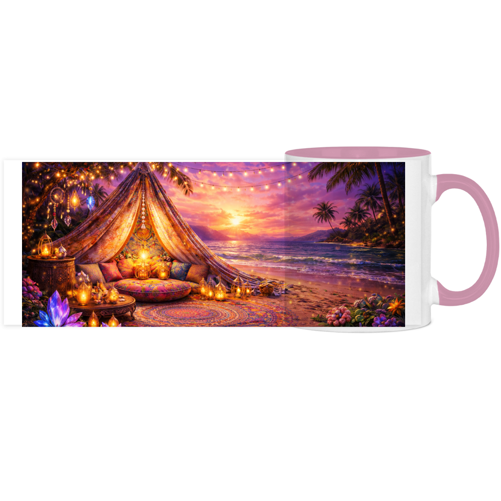 Panorama Tasse zweifarbig Boho-Zelt am tropischen Strand Panorama
