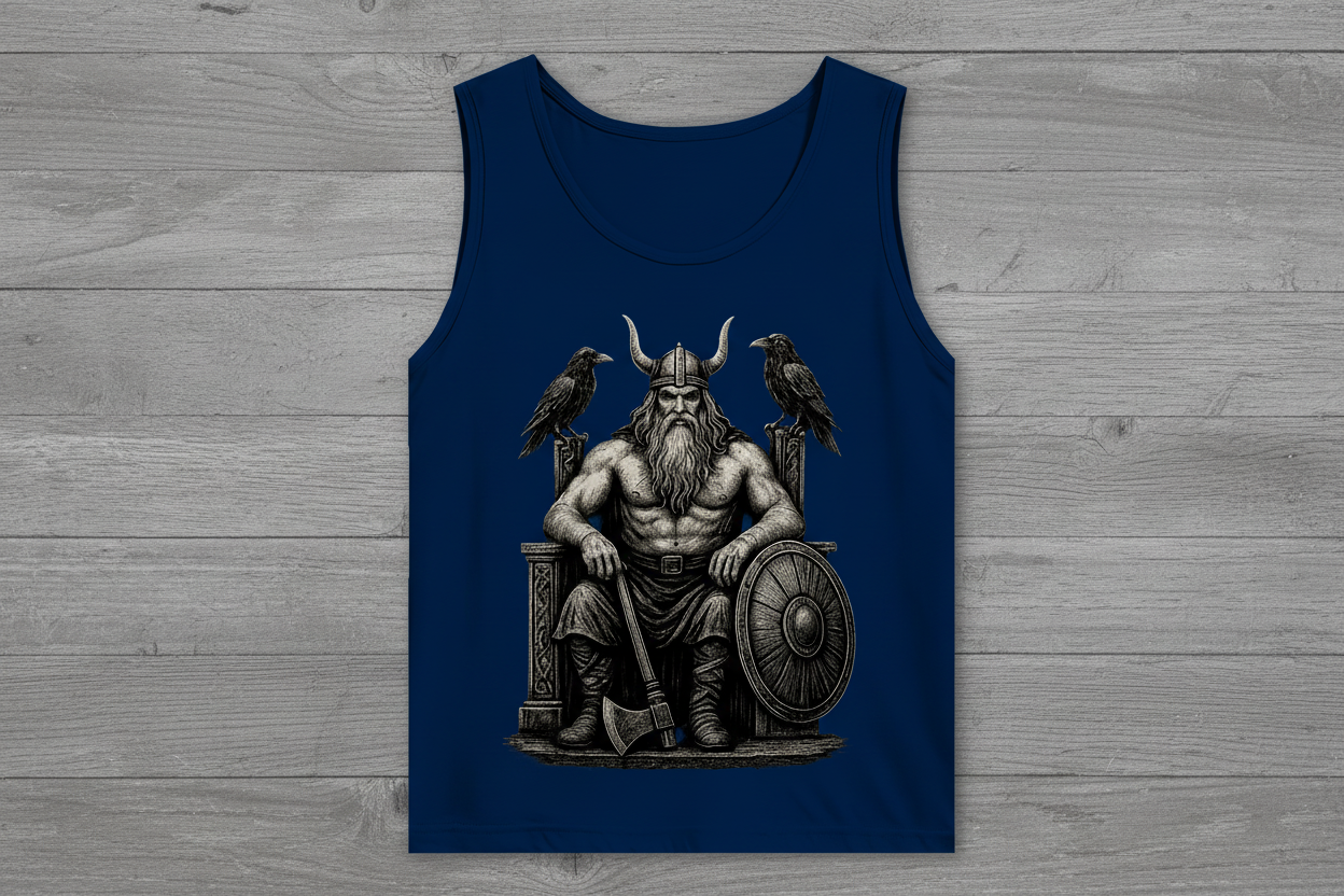 Herren Basic Tank Top Odin auf seinem steinernen Thron