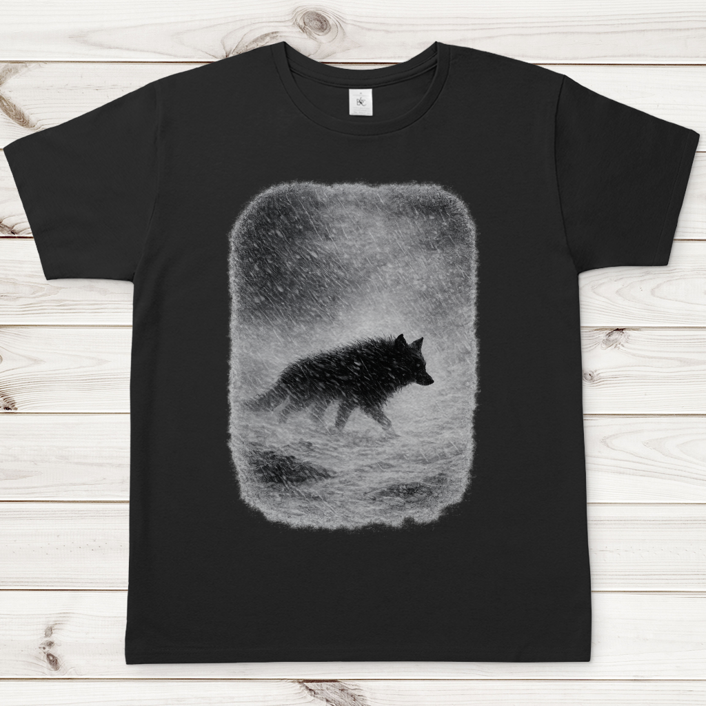 Herren T-Shirt Wolf im Schneesturm