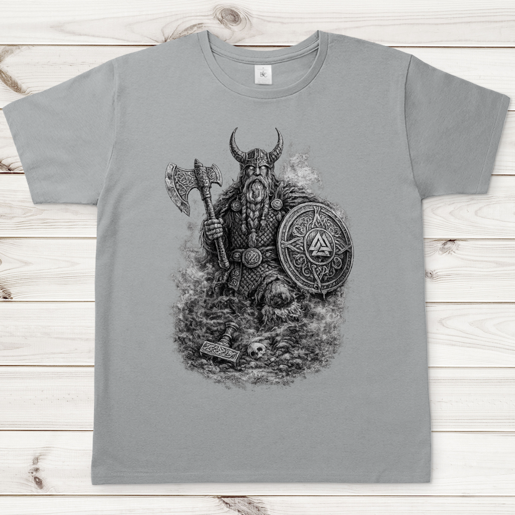 Herren T-Shirt Viking Krieger im Nebel