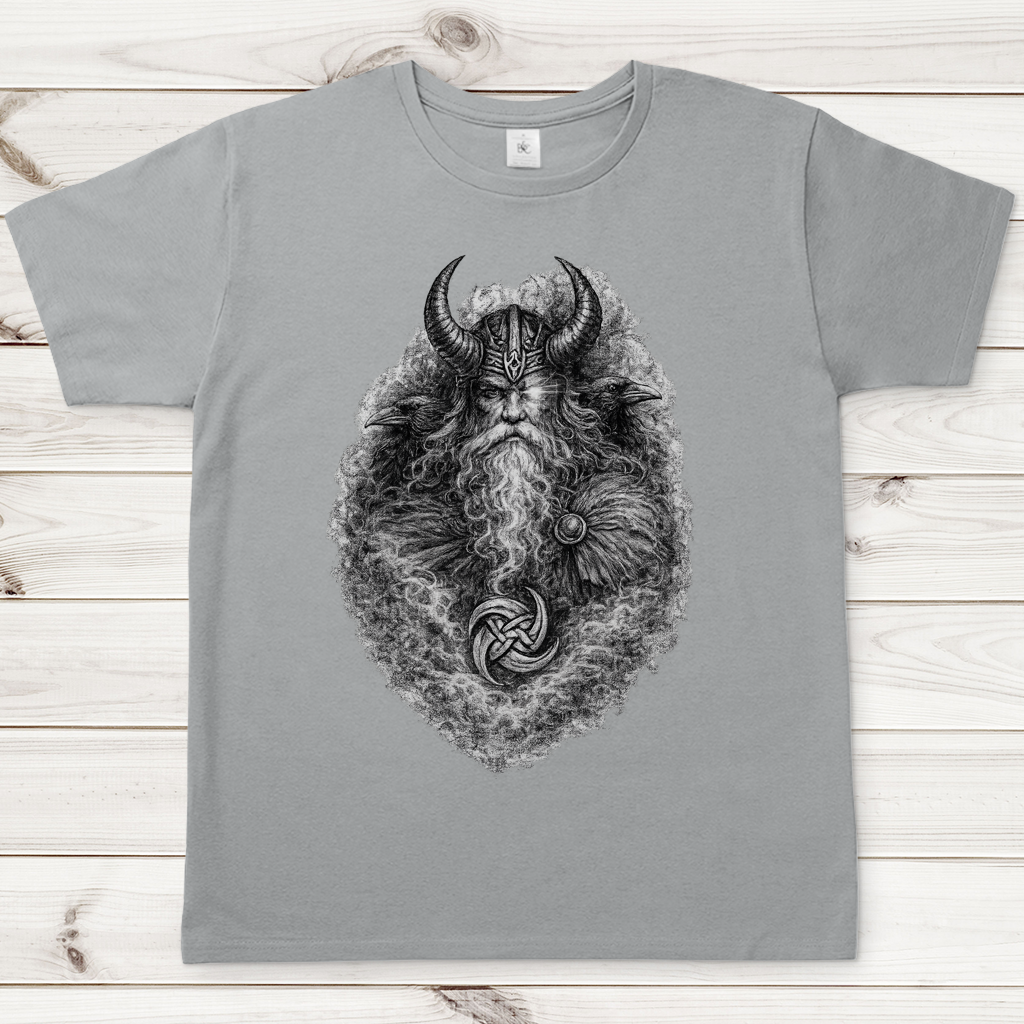 Herren T-Shirt Odin mit Ravnen und Valknut