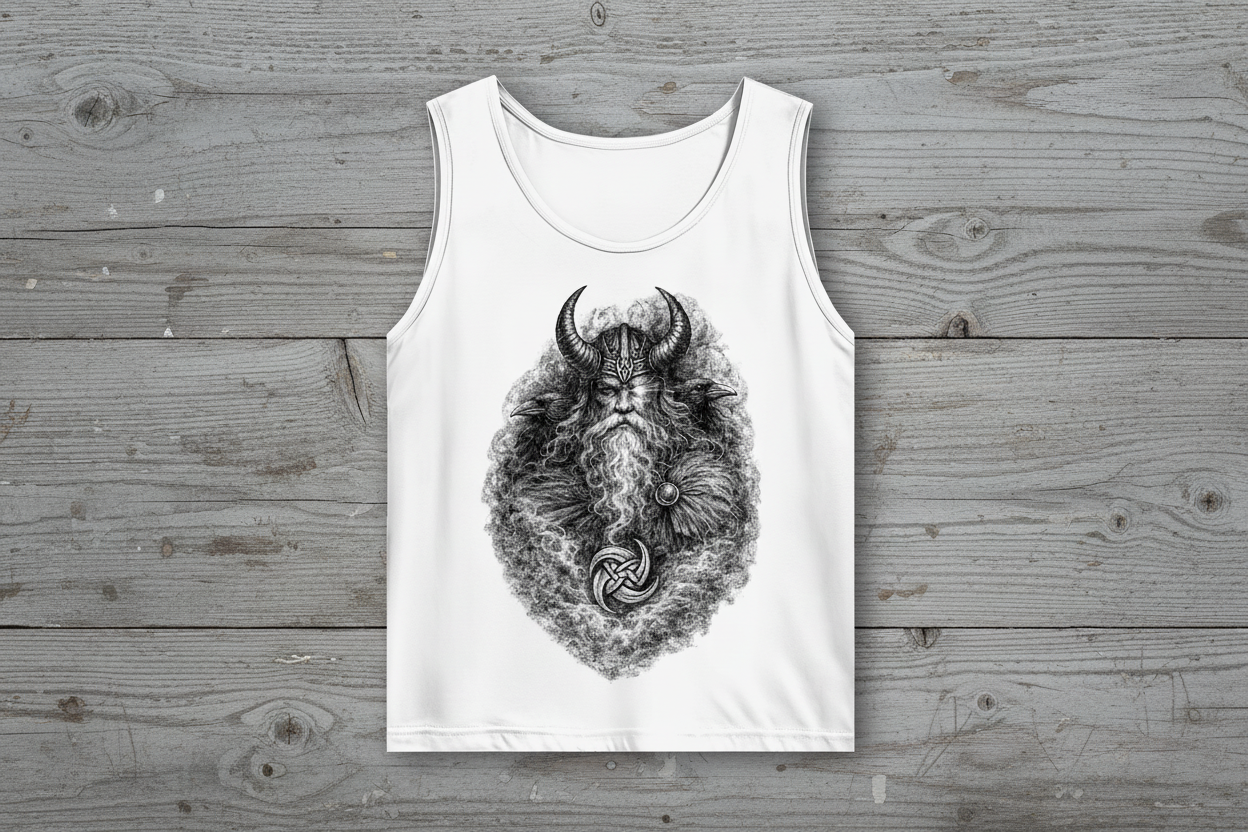 Herren Basic Tank Top Odin mit Ravnen und Valknut