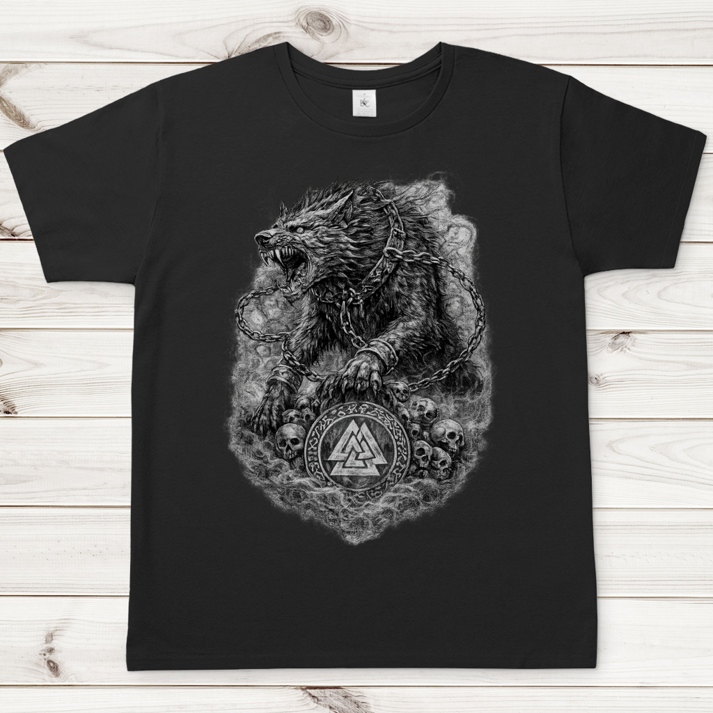 Herren T-Shirt Wolf mit Fenrir
