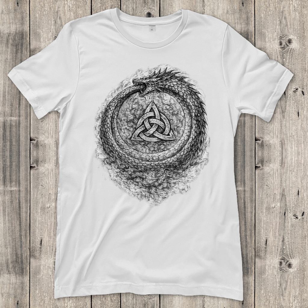 Damen T-Shirt Drachenouroboros mit Triquetra-Symbol