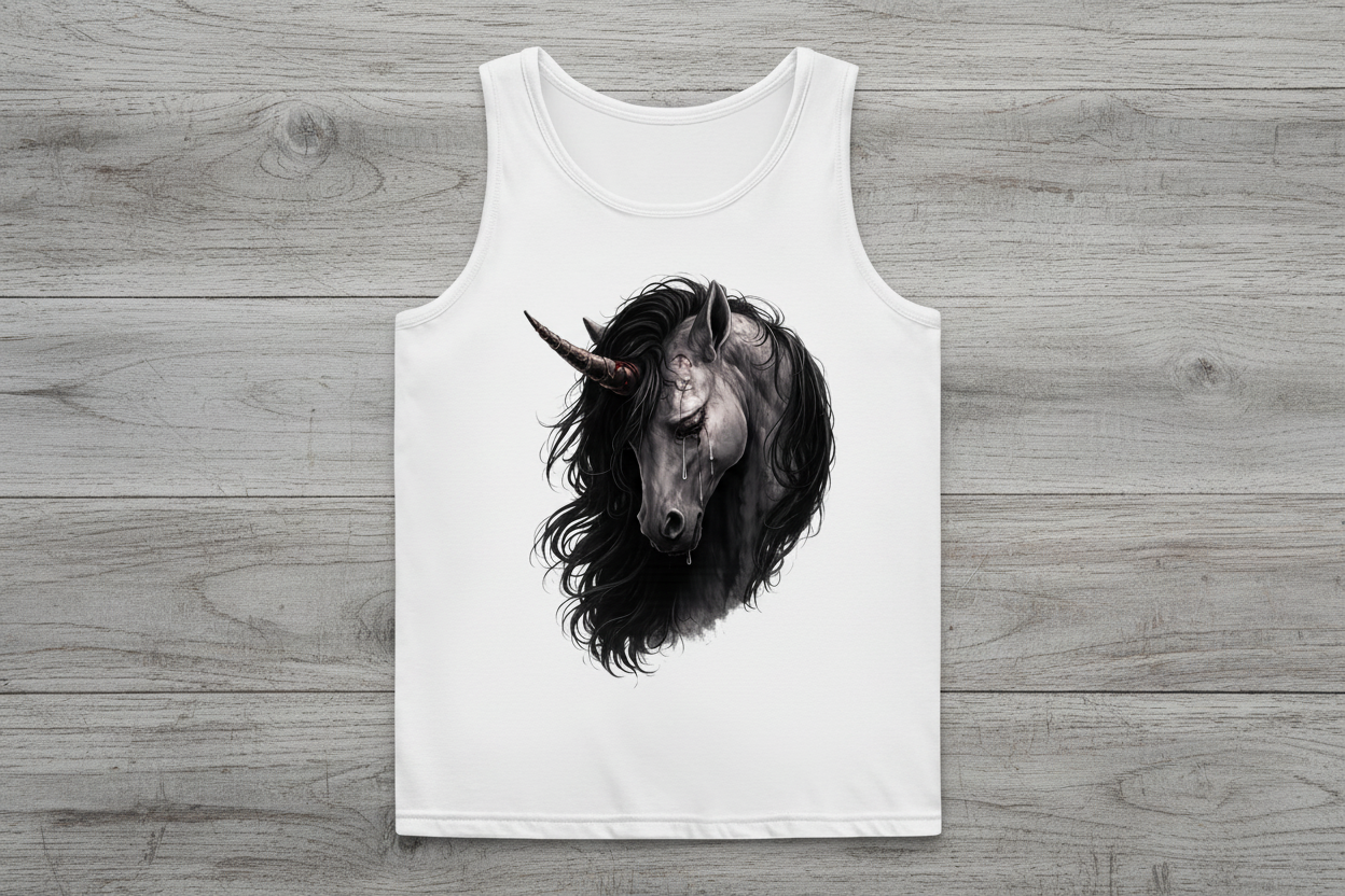Damen Basic Tank Top Einhorn in tiefem Schmerz