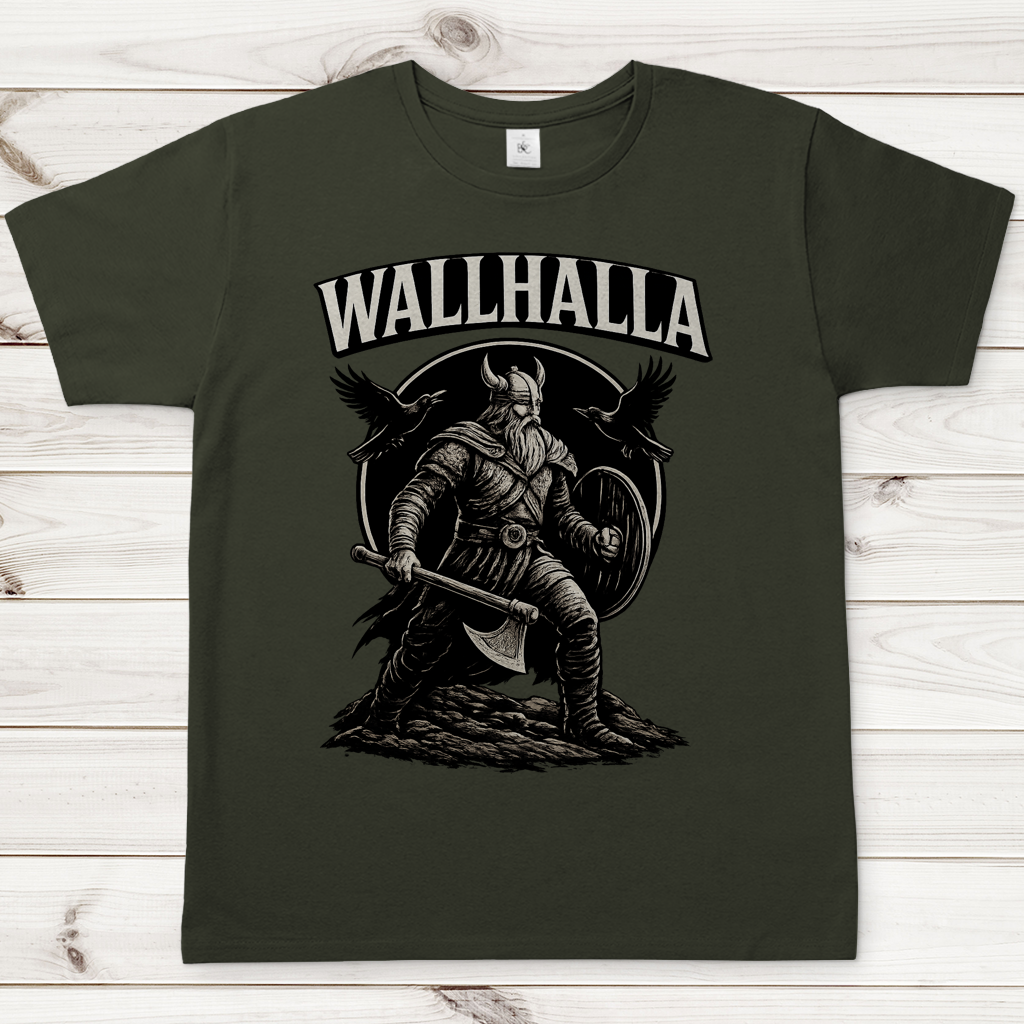 Herren T-Shirt Viking Krieger mit Ravens und Axt