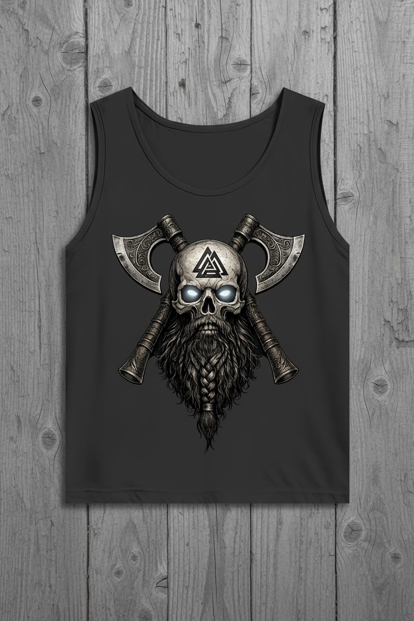 Herren Basic Tank Top Vikinger Schädelsymbol mit Äxten