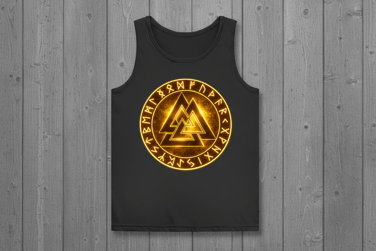 Damen Basic Tank Top Glühende Valknut mit Runenring