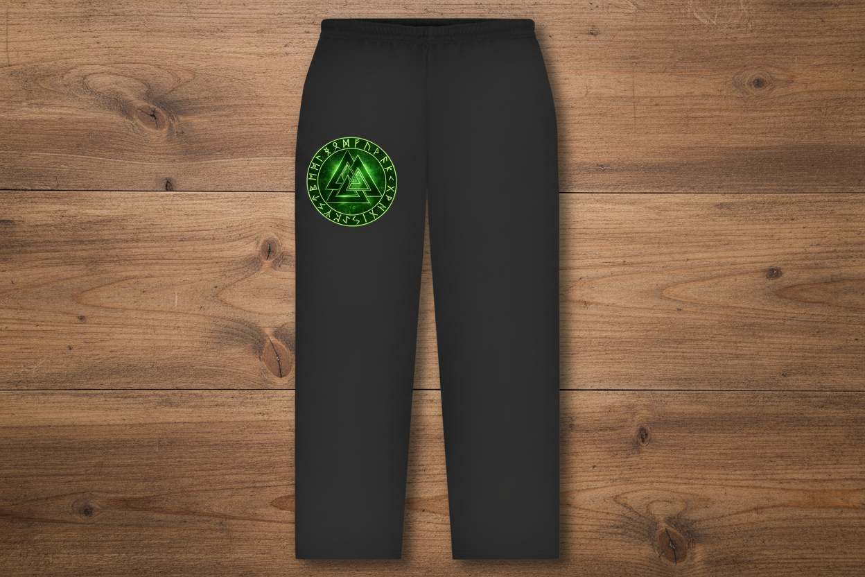 Oversize Sweatpants Leuchtendes Valknut mit Runenkreis