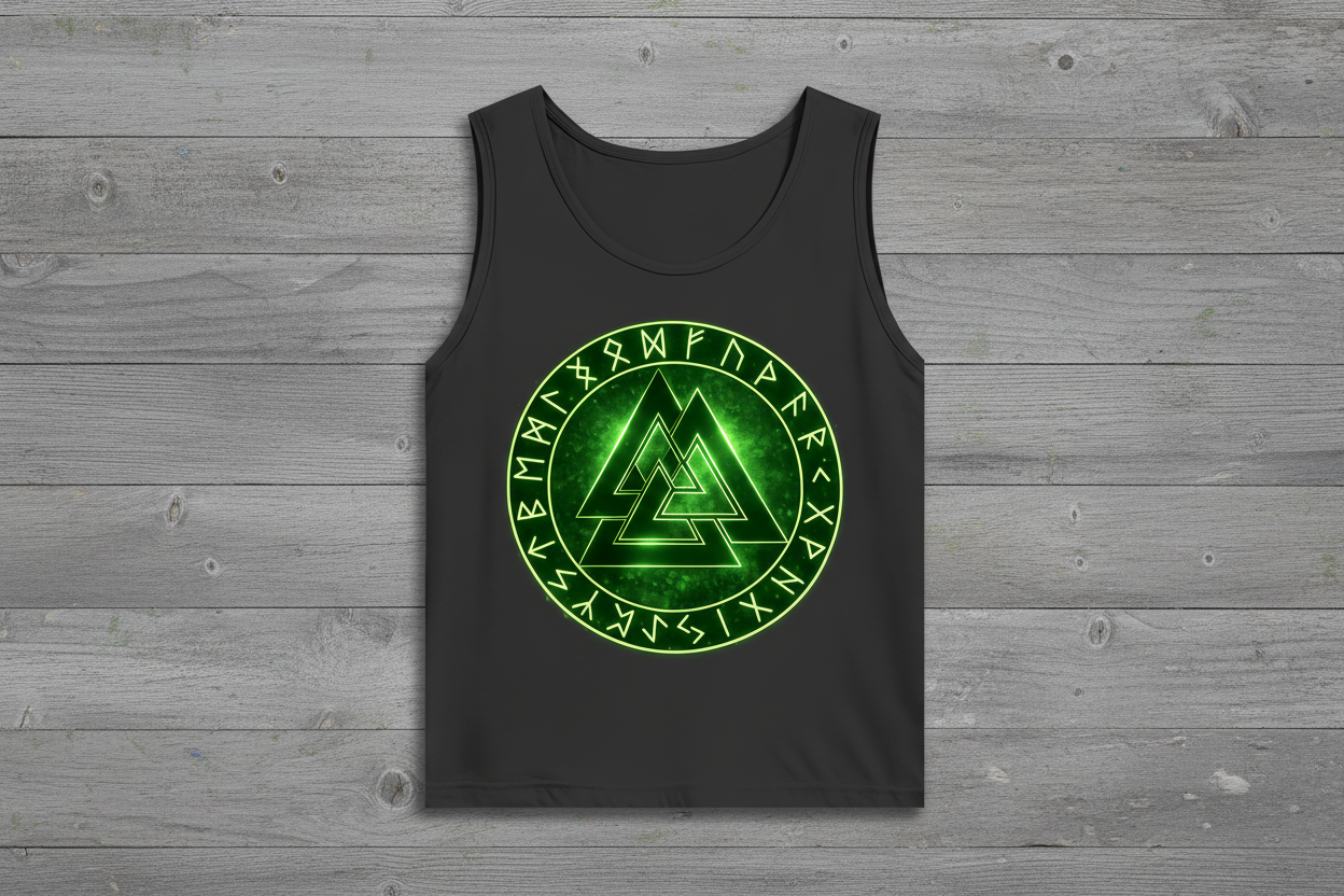 Herren Basic Tank Top Leuchtendes Valknut mit Runenkreis