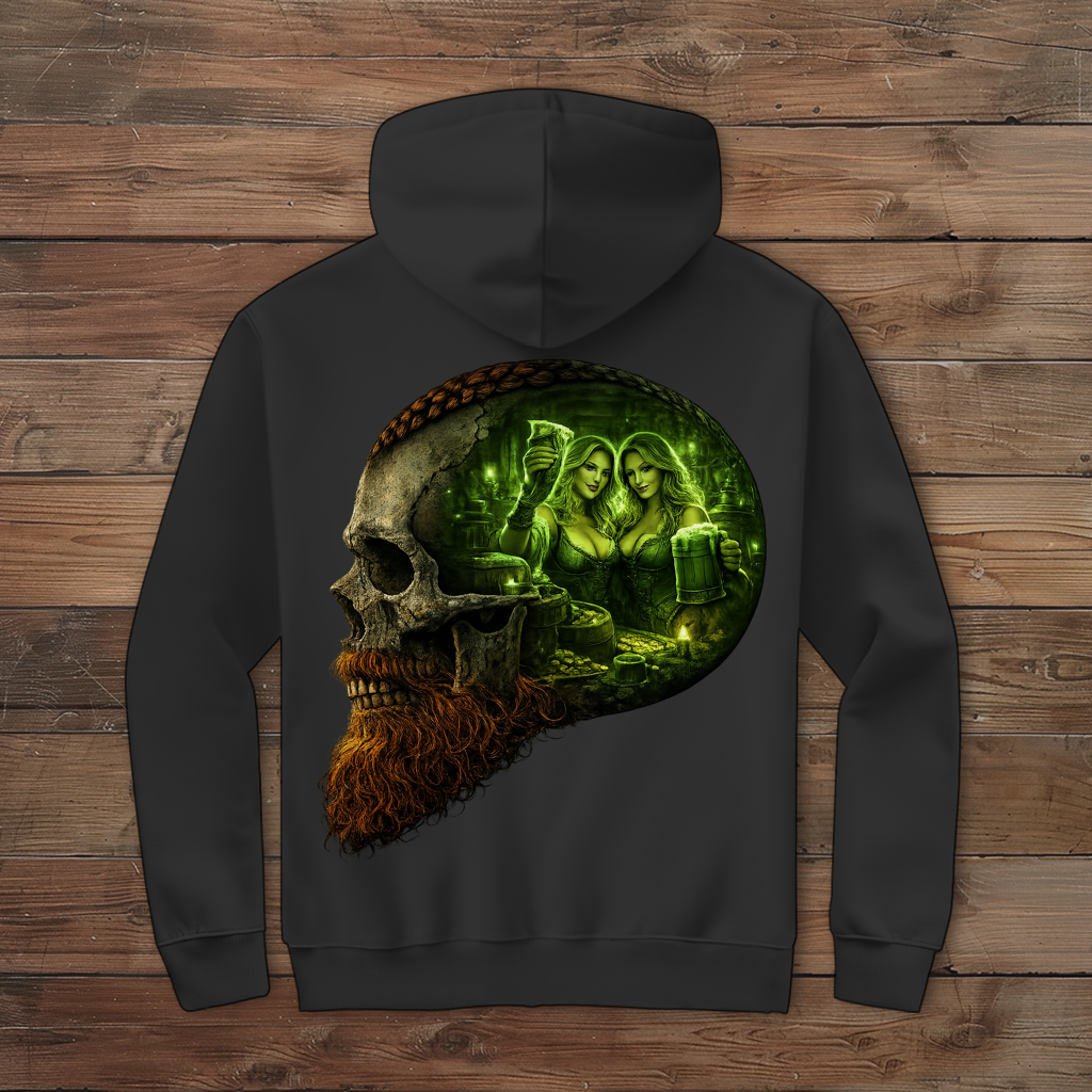 Herren Zipper Hoodie Alte Taverne im Schädelfundament grün