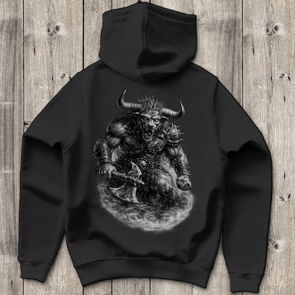Herren Hoodie Dämonischer Minotaurus mit Kampf-Axt