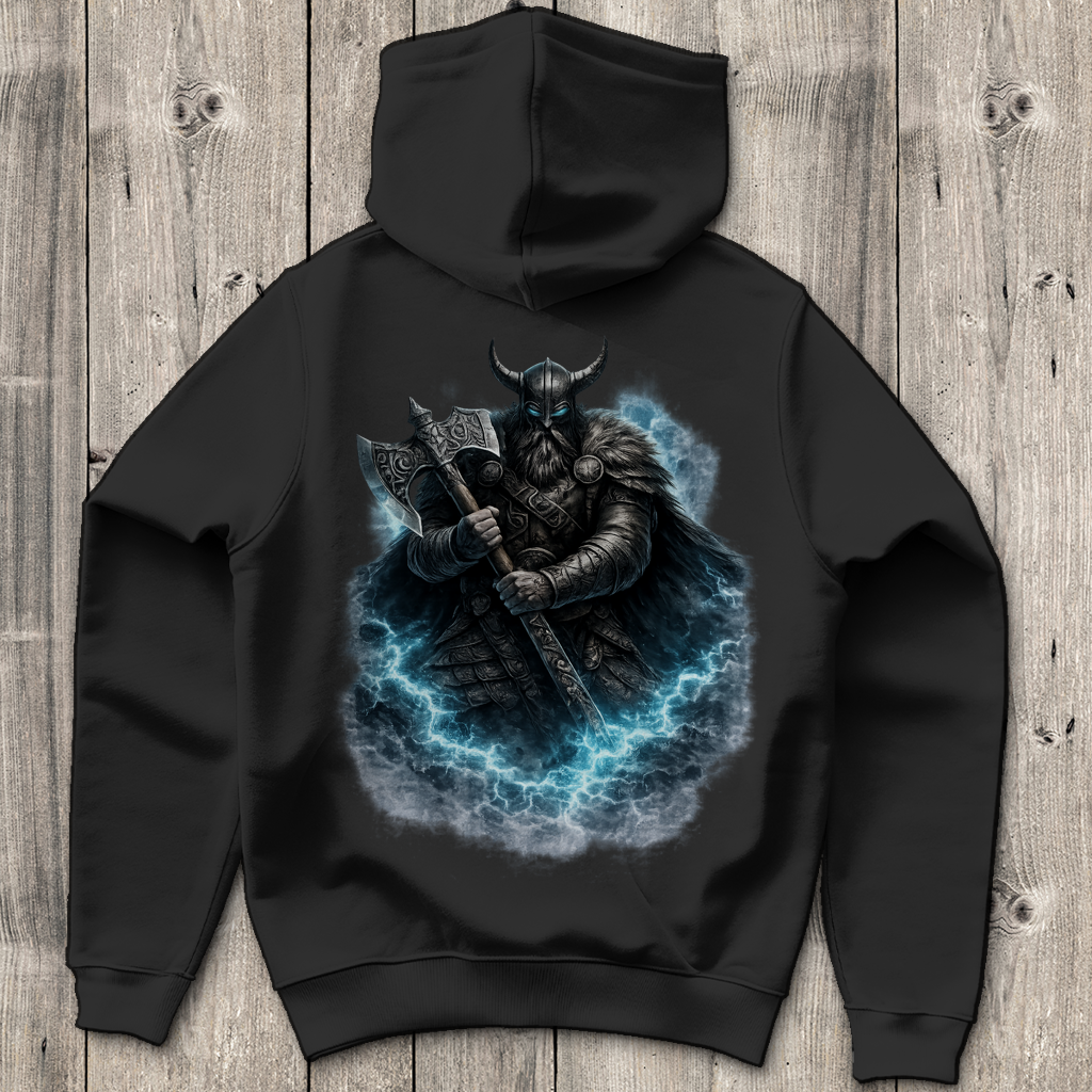 Herren Hoodie Vikingerkrieger mit leuchtendem Axtkampf
