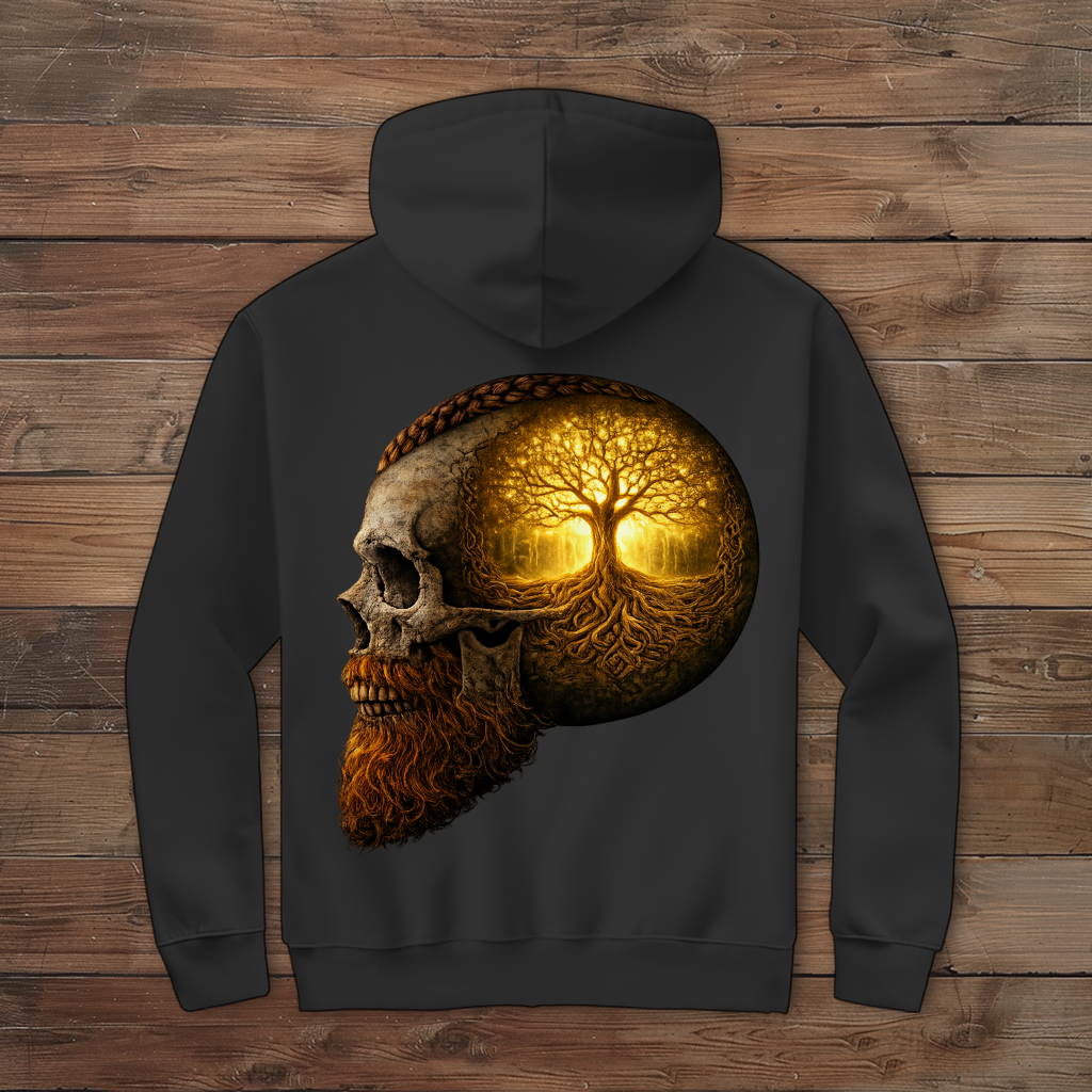 Herren Zipper Hoodie Leuchtender Baum im Schädelinneren gelb