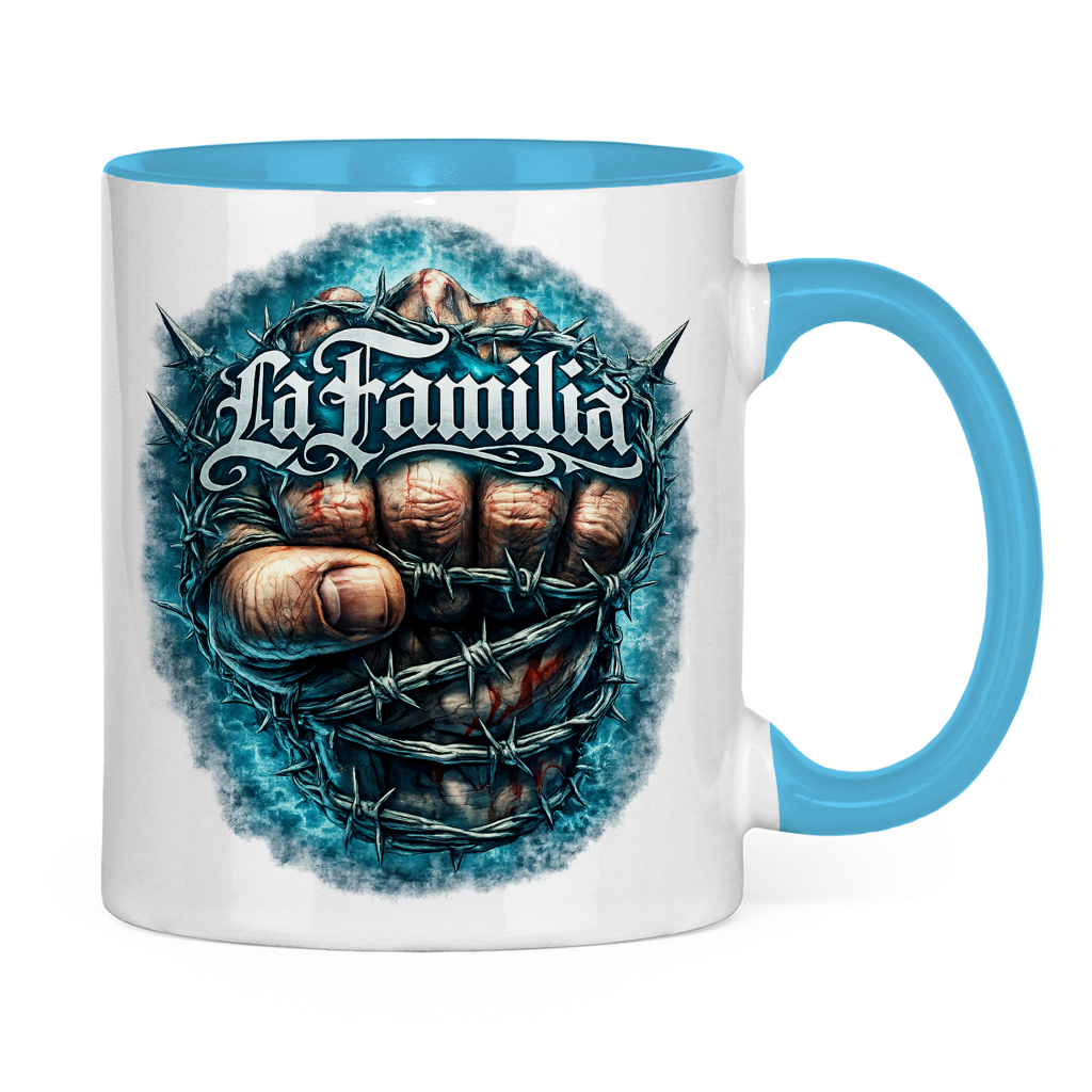 Tasse zweifarbig Blutige Faust und barbed Wire
