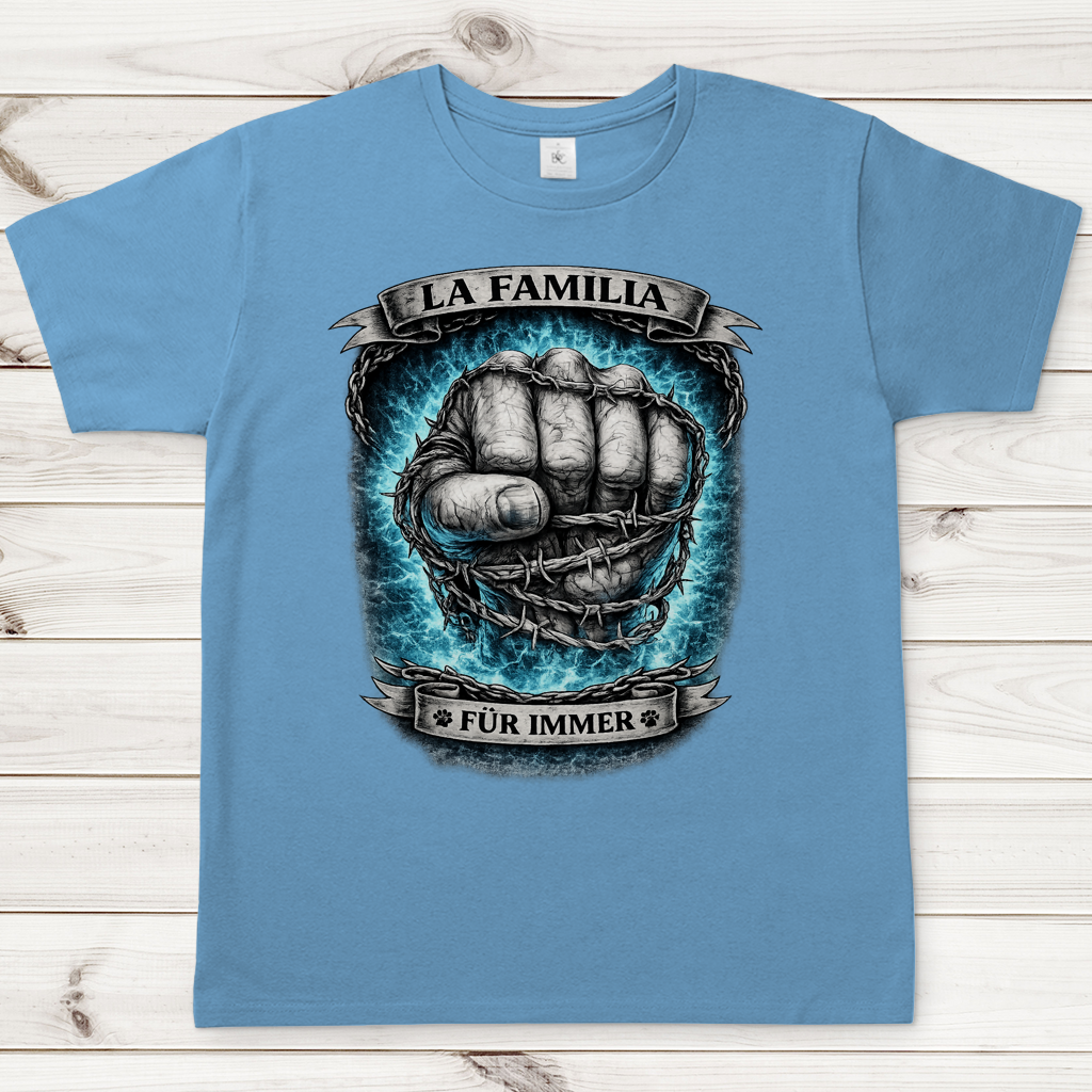Herren T-Shirt La Familia für immer mit Pitbull