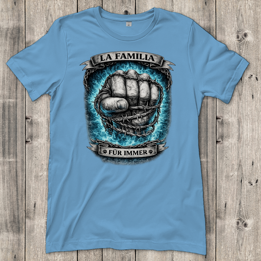 Damen T-Shirt La Familia für immer mit Schäferhund