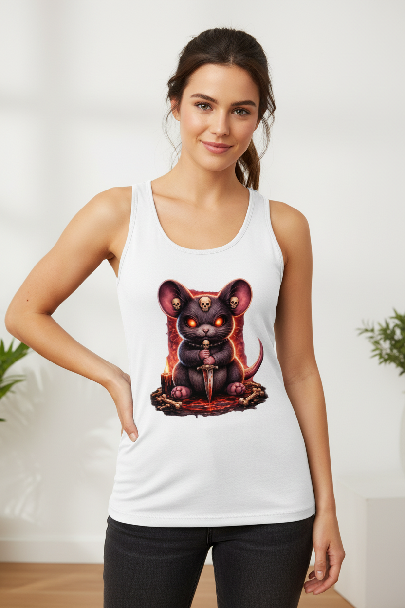 Damen Basic Tank Top Dämonische Maus im blutigen Pentagramm