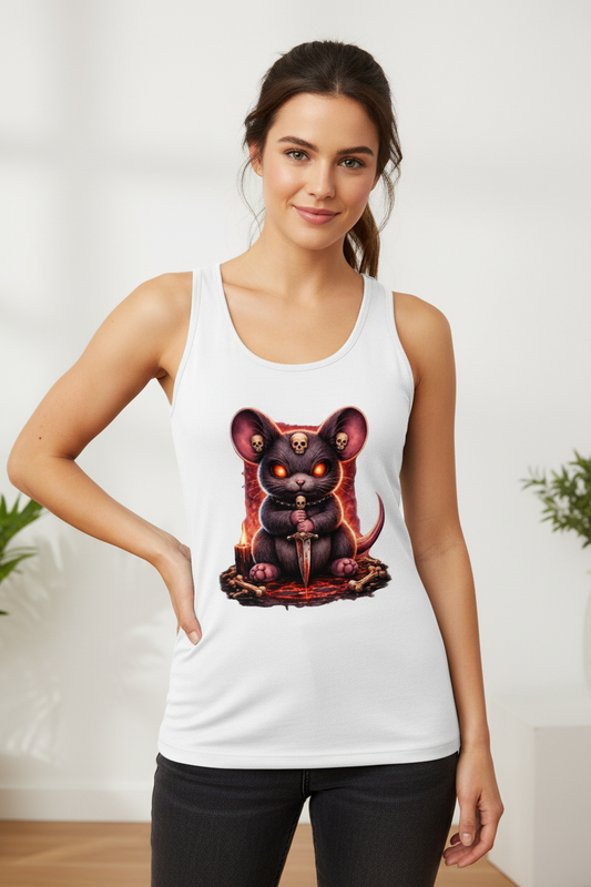 Damen Basic Tank Top Dämonische Maus im blutigen Pentagramm