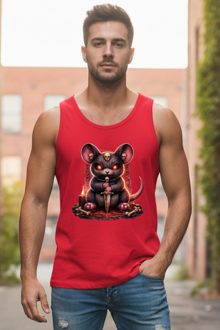 Herren Basic Tank Top Dämonische Maus im blutigen Pentagramm