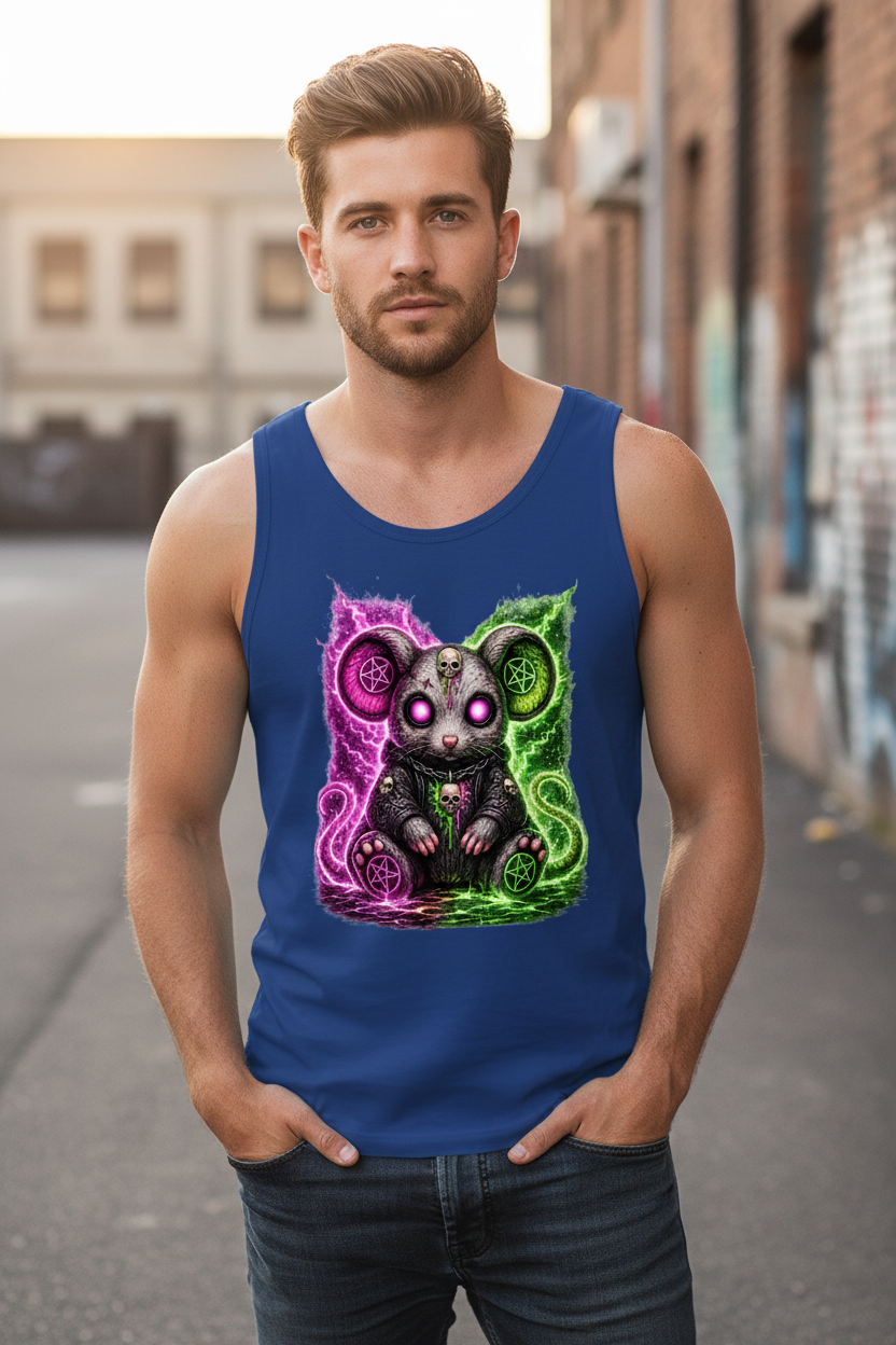 Herren Basic Tank Top Dämonische Maus mit leuchtendem Pentagramm
